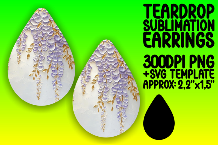 Playful Teardrop Earrings Template Art , 3D Flower