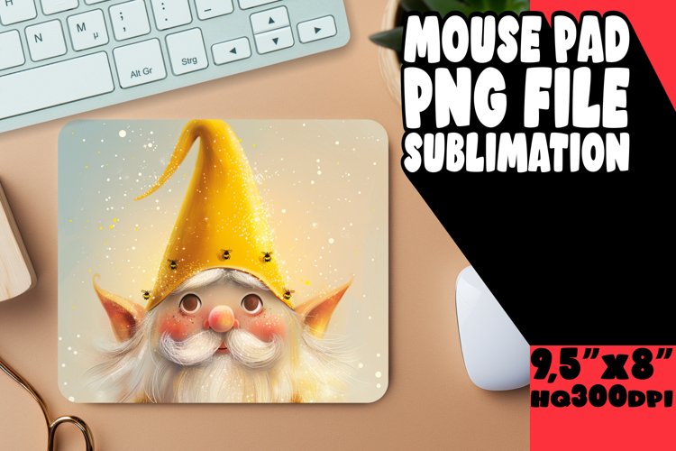 Magical Gnome Mouse Pad Design Sublimation Watercolor