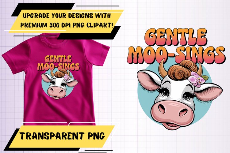 Lovely PNG Design for T-Shirts and Bags , Funny Cow