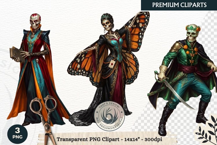 The Marigold Veil Day of the Dead Fantasy RPG Clipart example image 1