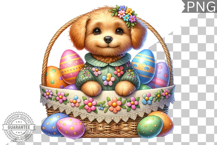 Easter Dog Sublimation - Easter Clipart PNG Design example image 1