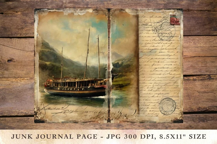 Printable Junk Journal Pages travel postcard 7