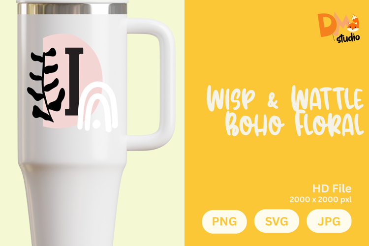 Wisp   Wattle Boho Floral Monogram