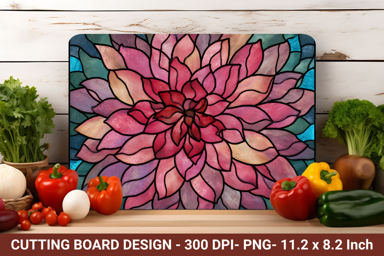 Stained Glass Dahlia Flower Cutting Board| Cutting Board Png