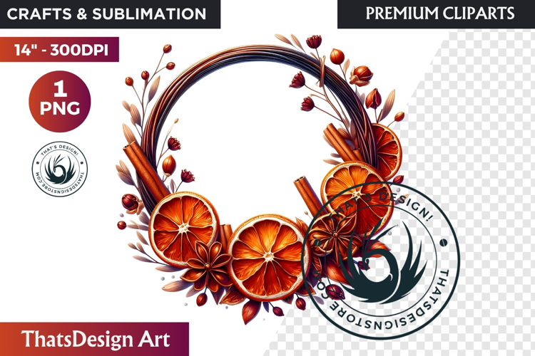 Autumn Harvest Wreath Clipart - Rustic Fall & Thanksgiving