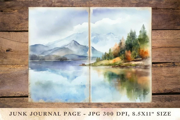 Printable Junk Journal Pages lake 1