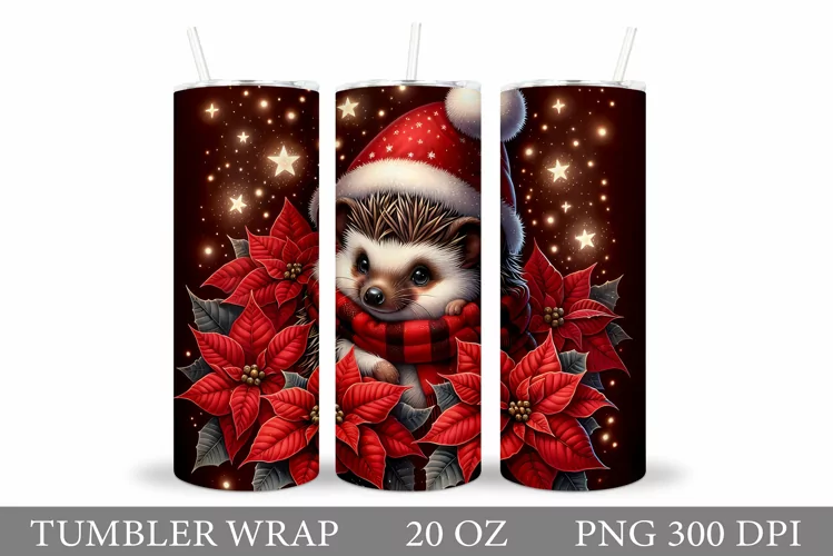 Christmas Hedgehog Tumbler. Christmas Tumbler Sublimation