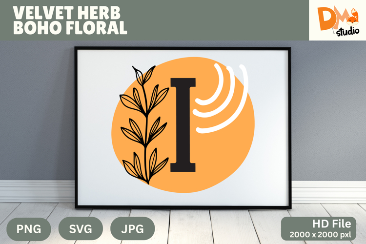 Velvet Herb Boho Floral Monogram
