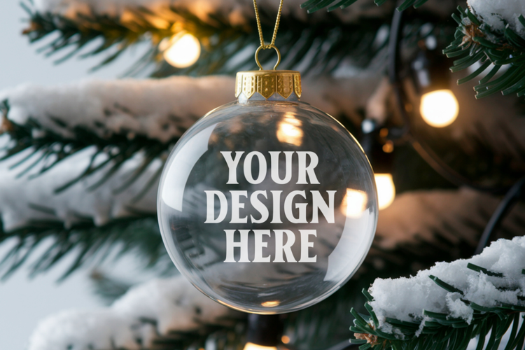 Acrylic Christmas Ornament Mockups | Clear Holiday Ornament