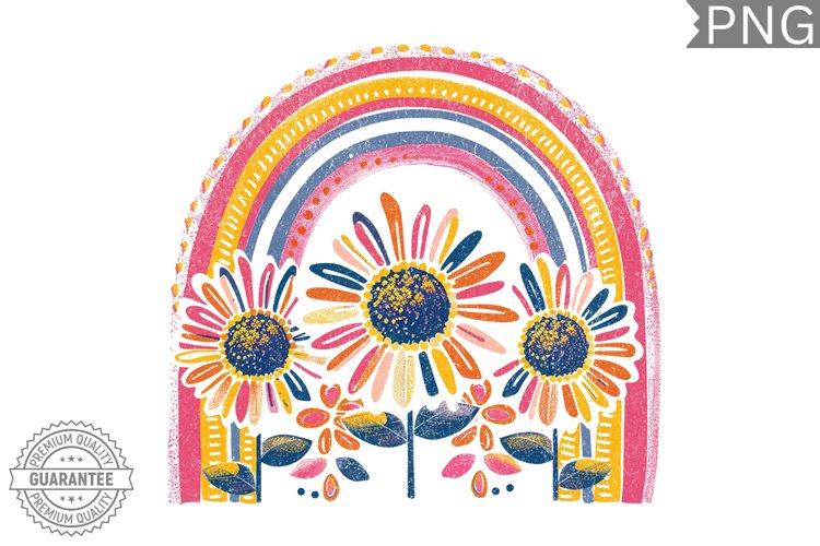 Flowers Boho Sublimation Design - Boho Retro Sublimation example image 1