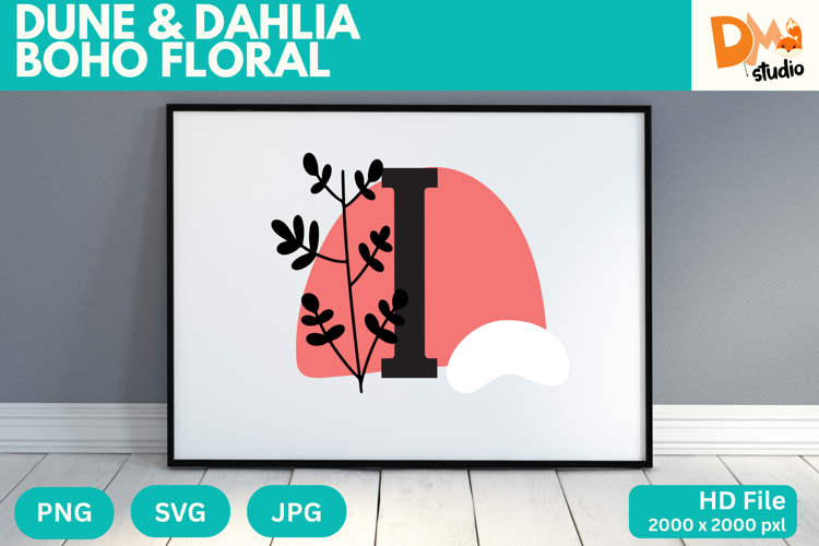 Dune   Dahlia Boho Floral Monogram