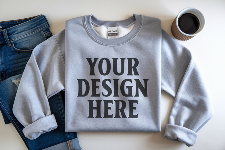 Ash Gildan 18000 Folded Flat Lay Mockups