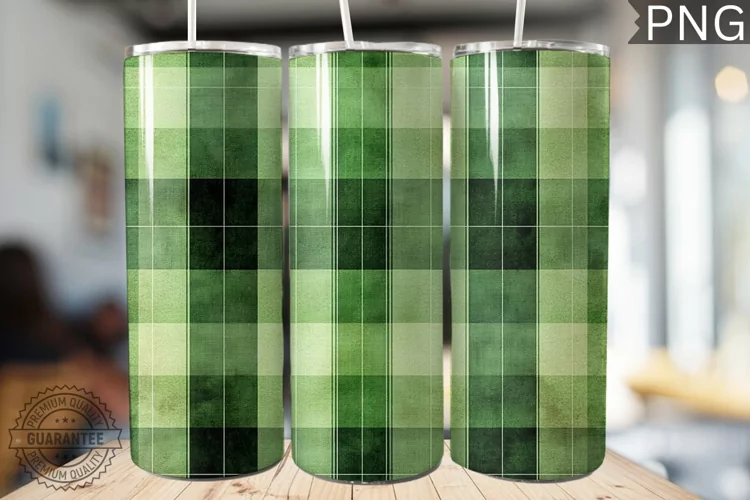 Green Plaid Tumbler Wrap - High Quality 300 Dpi