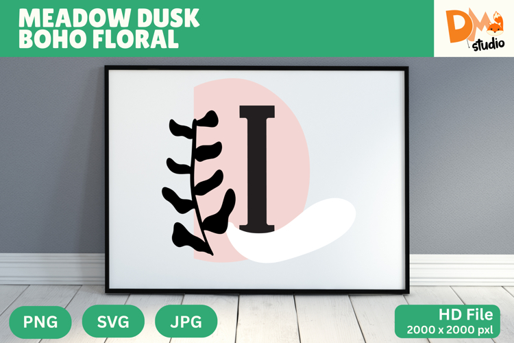 Meadow Dusk Boho Floral Monogram