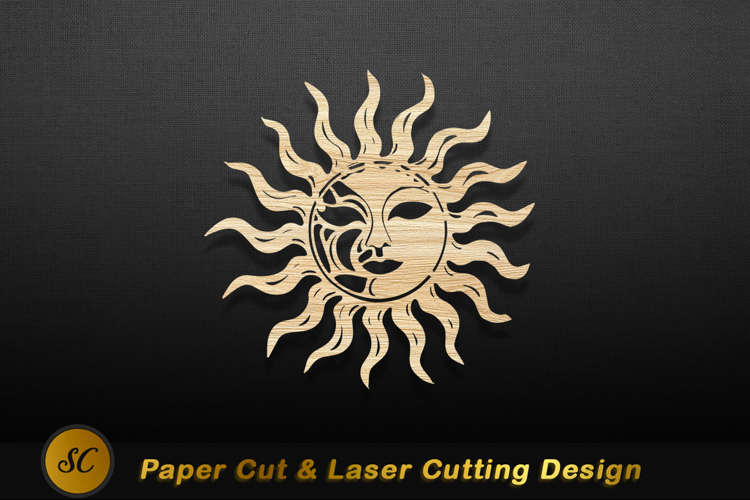 Celestial sun face wooden cutout moon Laser Cut