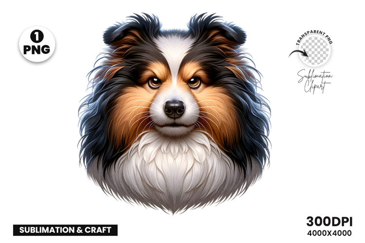 Sheltie Dog Happy Head Face Clipart Sublimation PNG