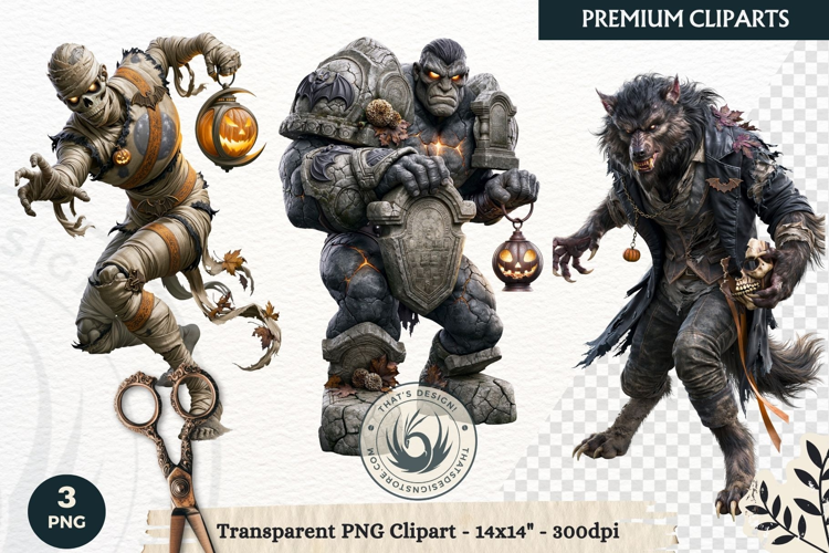 Hollow Eve Procession Halloween Clipart, Horror characters