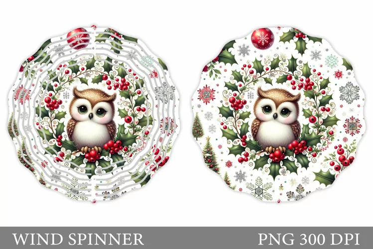 Cute Owl Wind Spinner. Christmas Wind Spinner Sublimation