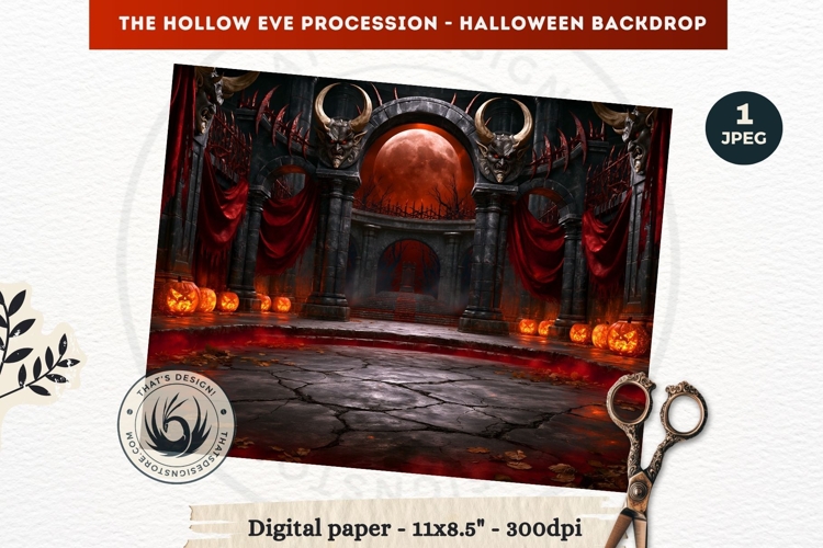 Gothic Halloween background - Hollow Eve Procession Backdrop