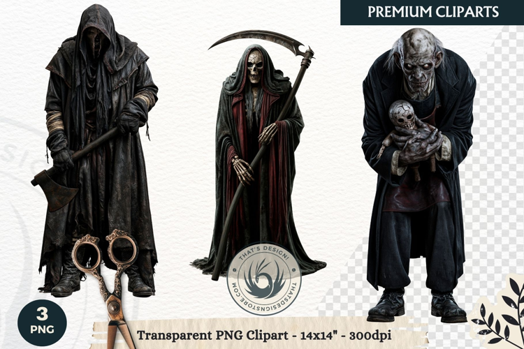 Dark Fantasy Halloween Horror Clipart PNG, Gothic Monster