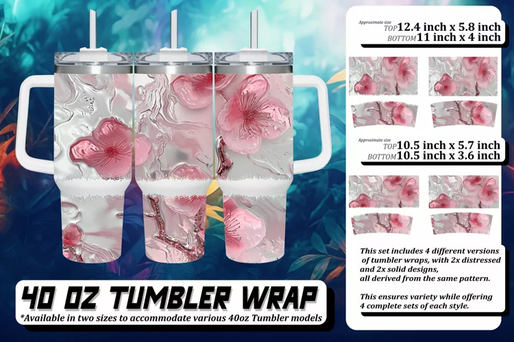 Whimsical 3D Flower Tumbler Art 40oz