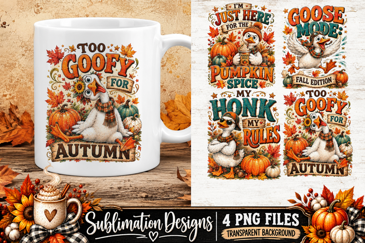 Funny Goose Autumn Pumpkin Spice Sublimation PNG