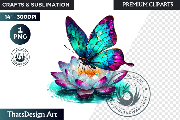 Tropical Butterfly & Flower Clipart: Vibrant floral PNG