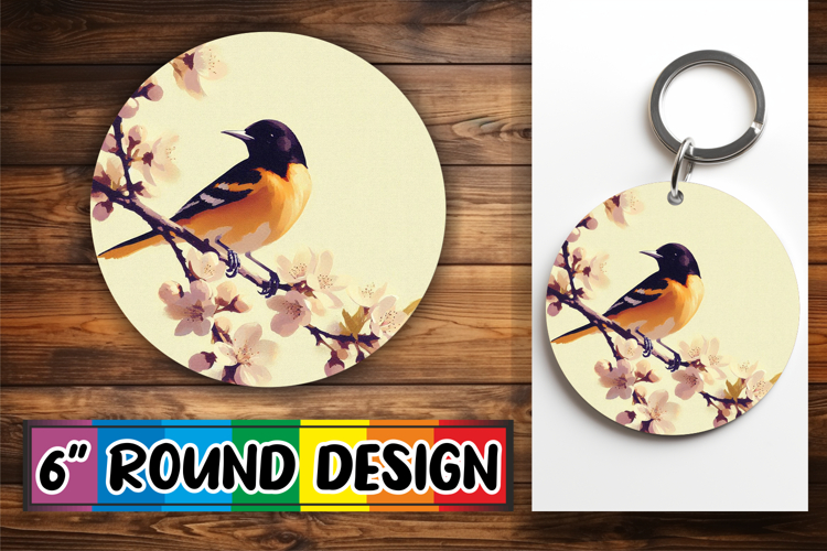 Cheerful Circle Coasters Design PNG, Birds