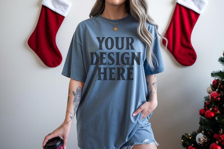 Bay Christmas Comfort Colors 1717 TShirt Mockup,cc1717 mock