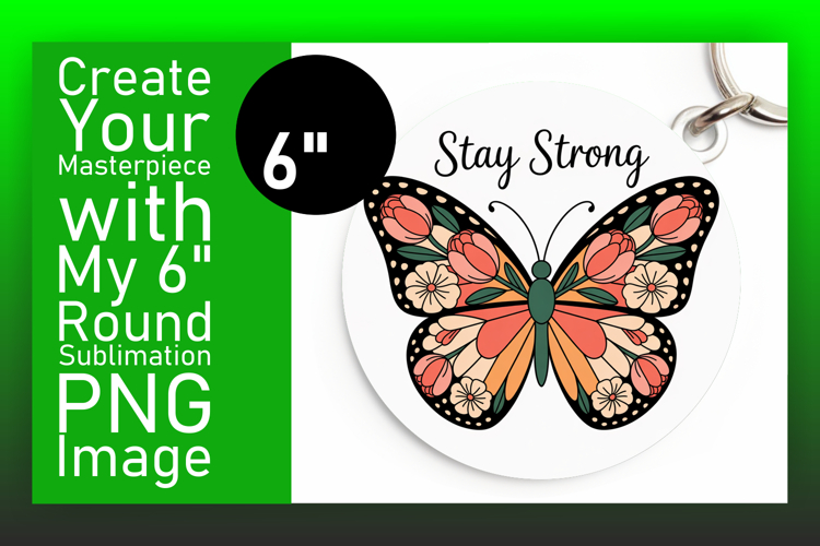 Creative Circle PNG Keychain Artwork , Butterfly
