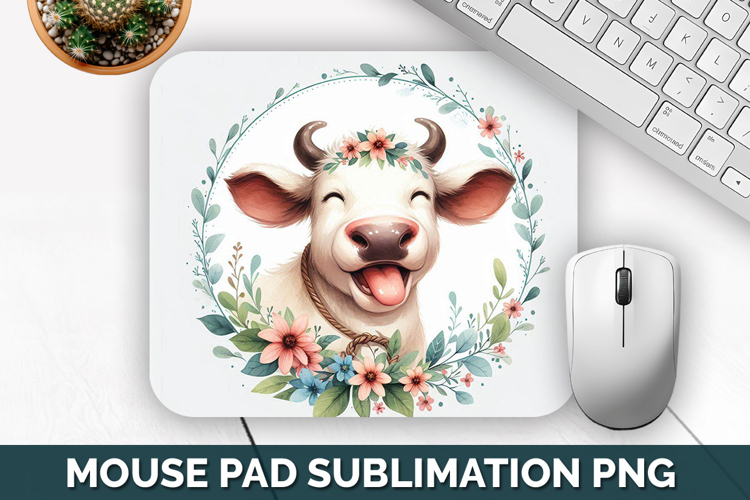 Cow Mouse Pad, Cute Animals Mouse Pad PNG, Animal Lover Gift