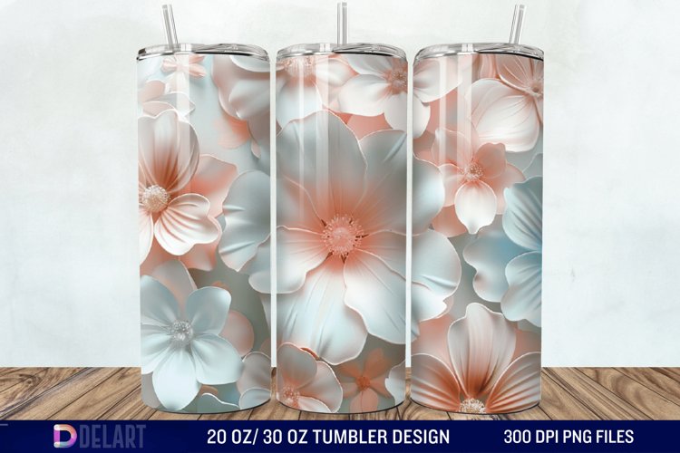 3D Painted Flower Tumbler Wrap example image 1
