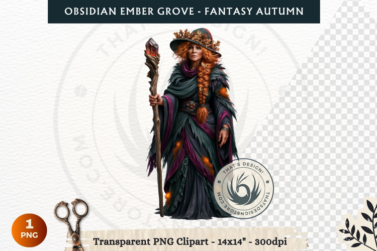 Dark Autumn Fantasy Clipart PNG for RPG Obsidian Ember Grove