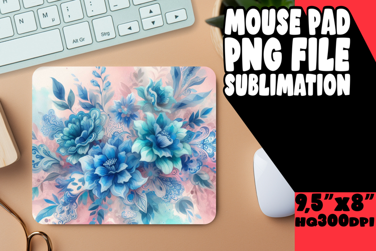 Cheerful Mouse Mat Sublimation Style, Watercolor Patter
