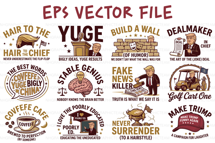 Funny Trump Political Satire Sticker Bundle - EPS