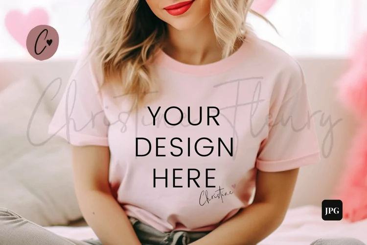 Valentine's Day Bella Canvas 3001 Pink Mockup