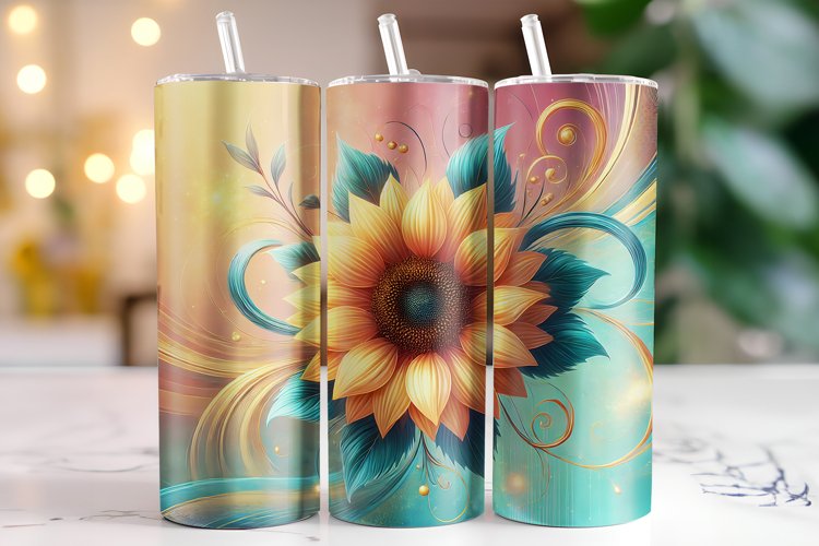 Sunflower Tumbler Wrap | Sublimation | Tumblers example image 1