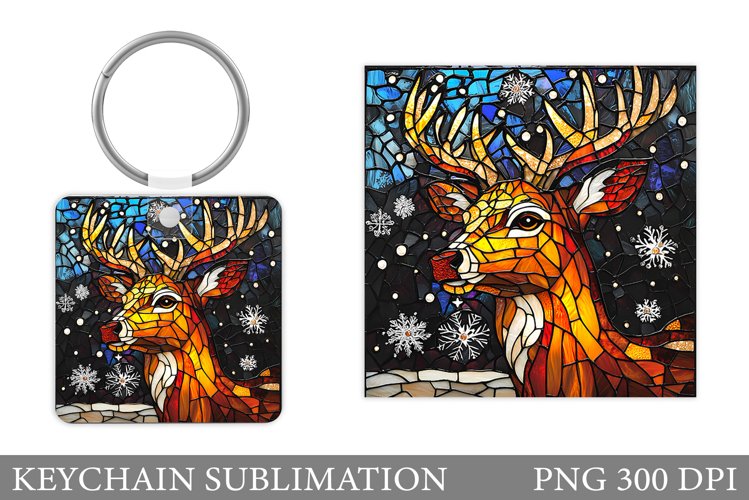 Christmas Deer Keychain. Christmas Keychain Sublimation example image 1