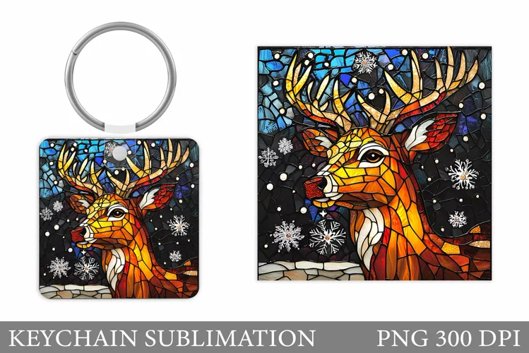 Christmas Deer Keychain. Christmas Keychain Sublimation