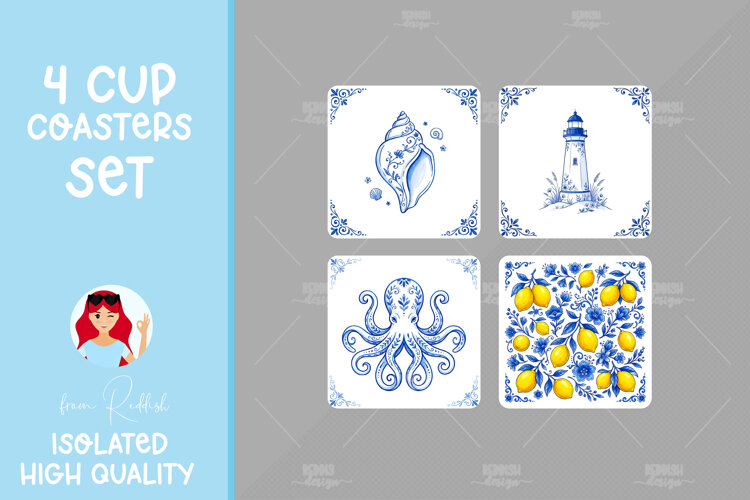 4 Ceramic Tile Style Ornamental Pattern Drink Coasters example image 1