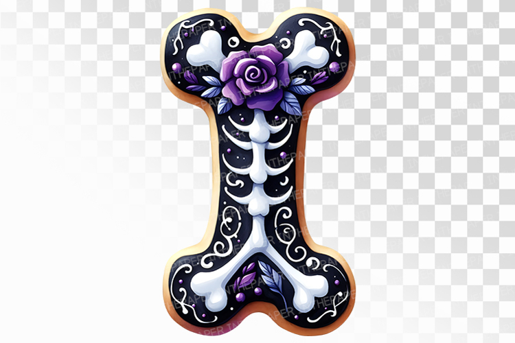 Spooky Bone Shaped Halloween Cookies PNG