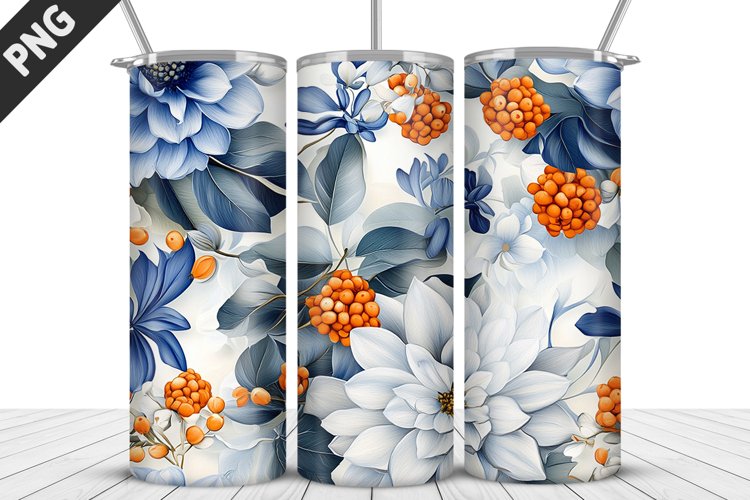 3D Daisy Flowers 20oz Tumbler Wrap | Sublimation Design example image 1