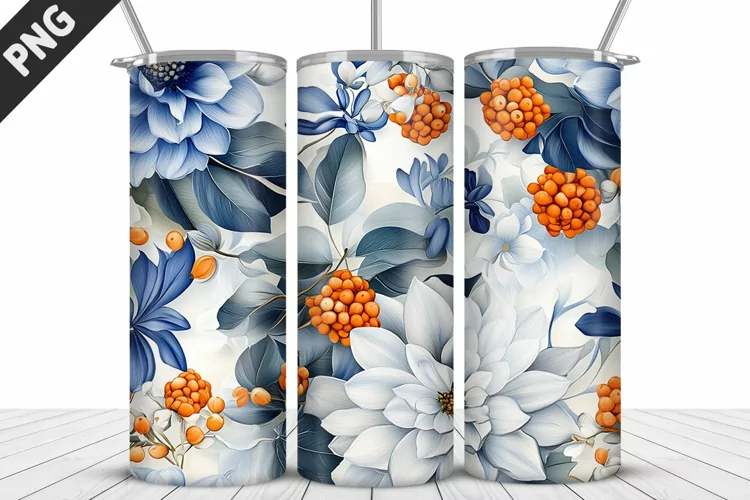 3D Daisy Flowers 20oz Tumbler Wrap | Sublimation Design
