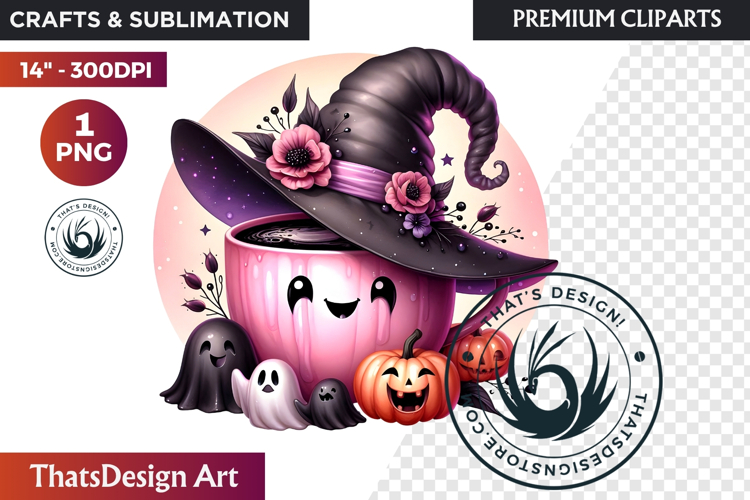 Pastel Goth Halloween Drinks - Kawaii Spooky Clipart PNG