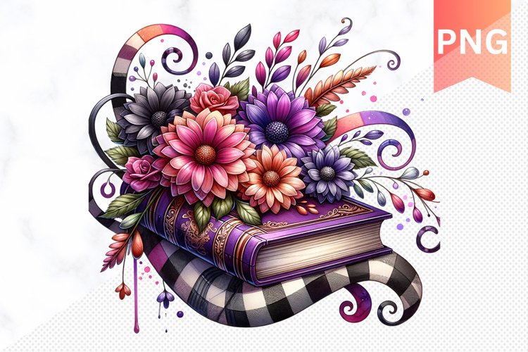 Books Flowers - Clipart PNG Design