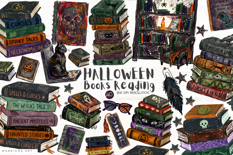 Halloween Reading Clipart