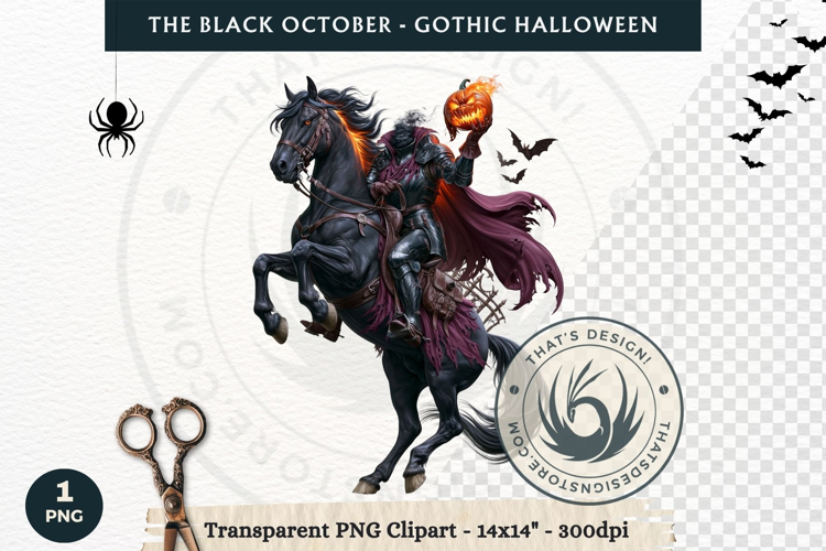 The Black October Gothic Halloween Clipart, Horror character