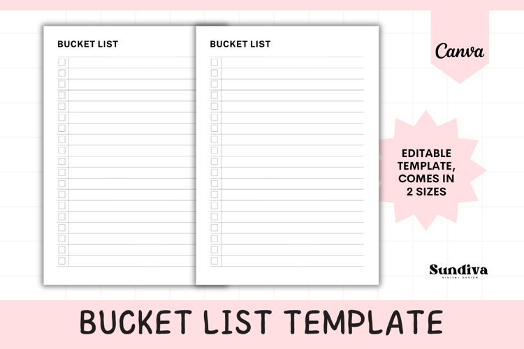 Editable Bucket List Canva Template 1 example image 1