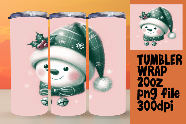 LUXE 20oz Tumbler Graphic for Sublimation , Snowman