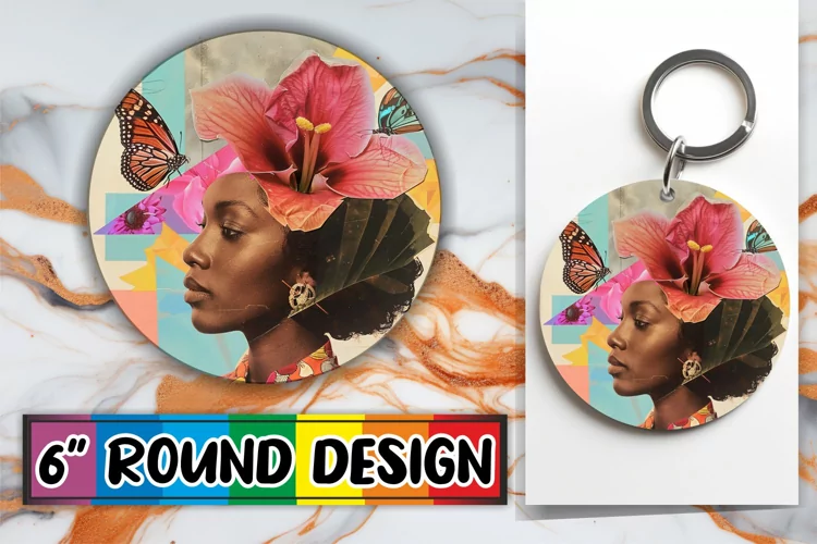 Black Woman Artistic Round Design Abstract Style PNG